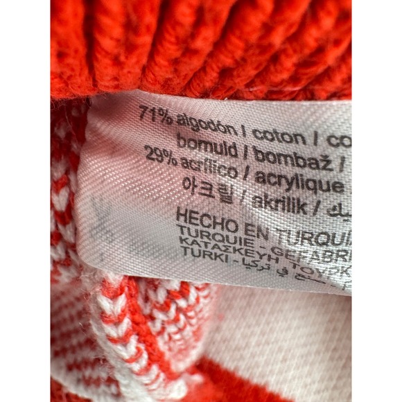 ZARA Sweater Women M Orange White Striped Cropped Academia Preppy Parsian Casual - Picture 3 of 9